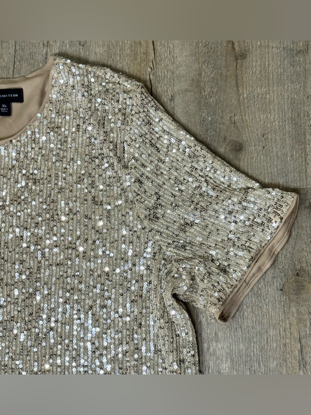 The Limited Sequin Blouse, Champagne, XL - Picture 3 of 8